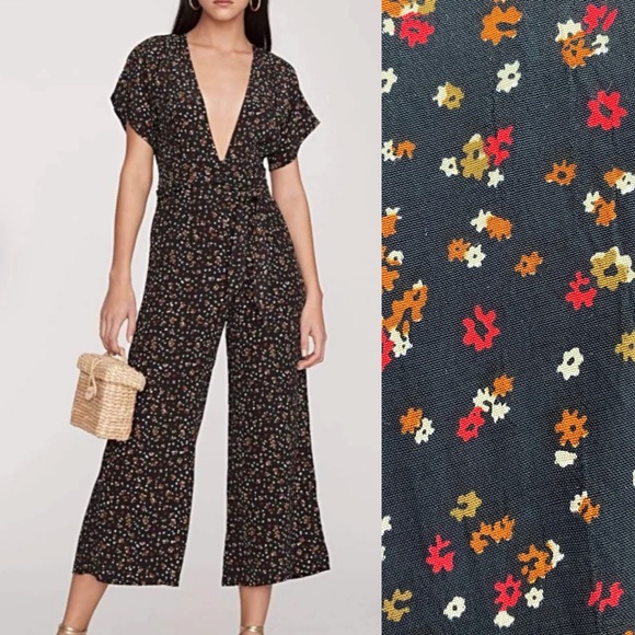 Faithfull The Brand Alena Wide Leg Culotte Jumpsuit La Contrie Ditsy Floral